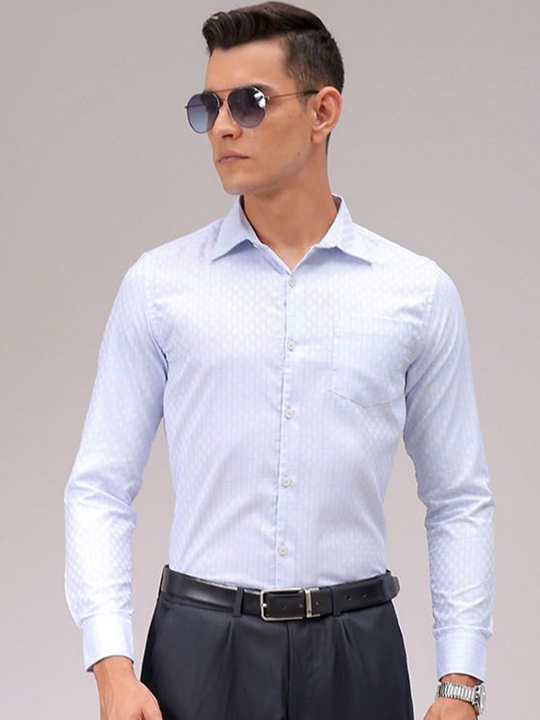 The Indian Garage Co. X Luxe Men Cutaway Collar Checked Slim Fit Formal Shirt