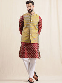 Anouk Men Ethnic Motifs Printed Kurta with Trousers & Nehru Jacket