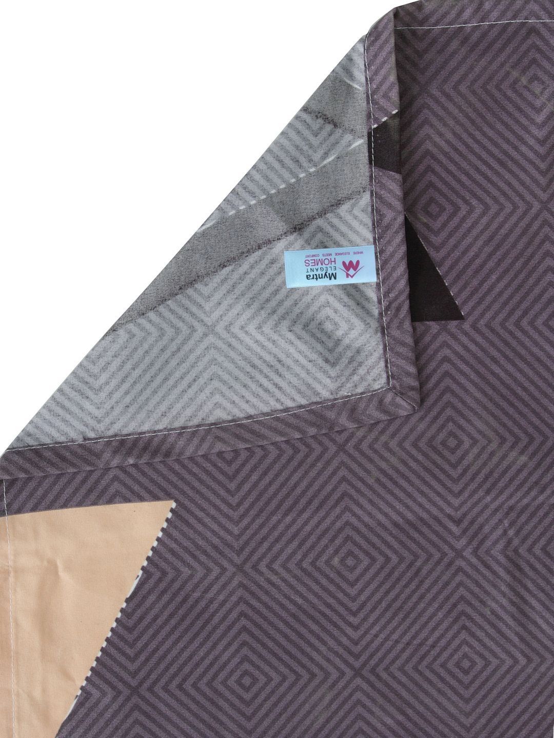 Myntra Elegant Homes Purple Geometric Polycotton 300 TC King Fine Bedsheet dengan 2 Sarung Bantal-98 x 87 inci