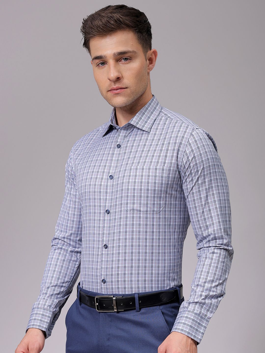 The Indian Garage Co. X Luxe Men Slim Fit Opaque Checked Formal Shirt