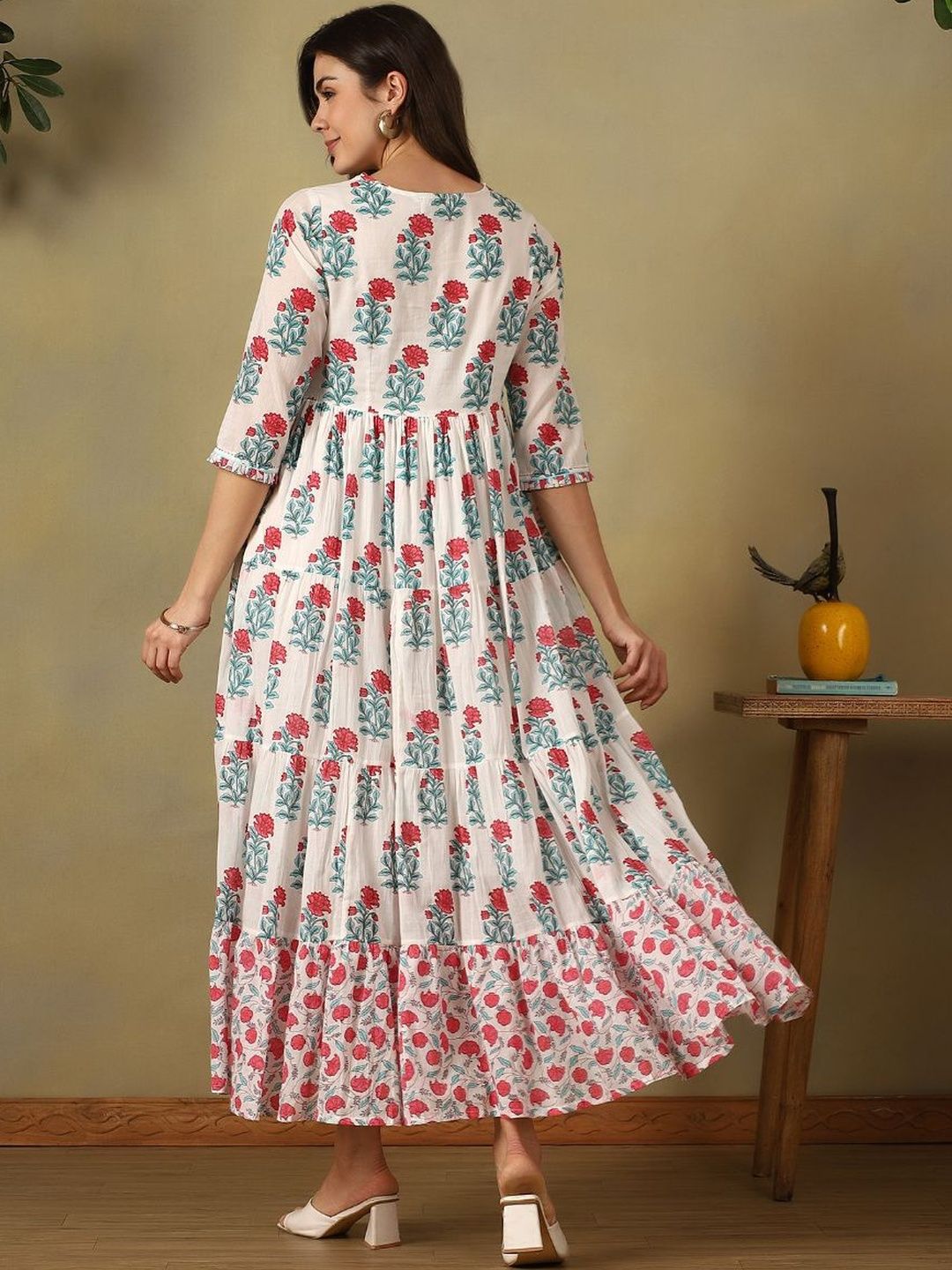 Mamicha Floral Print A-Line Maxi Dress