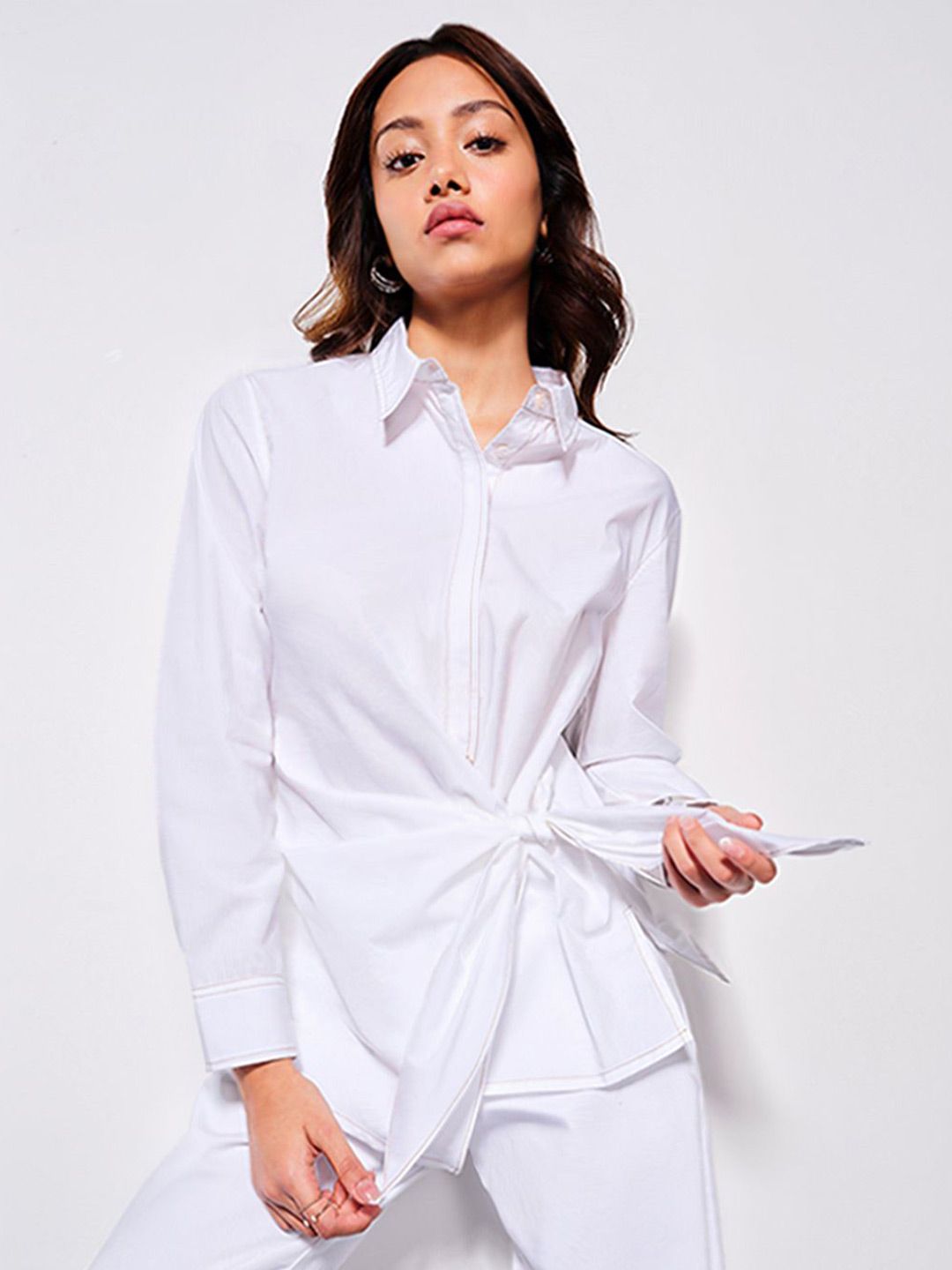 AND Striped Cotton Shirt Style Top