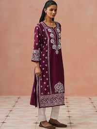 Rumah Wanita Chikankari Sulam Kurta Sutera Chanderi Chikankari