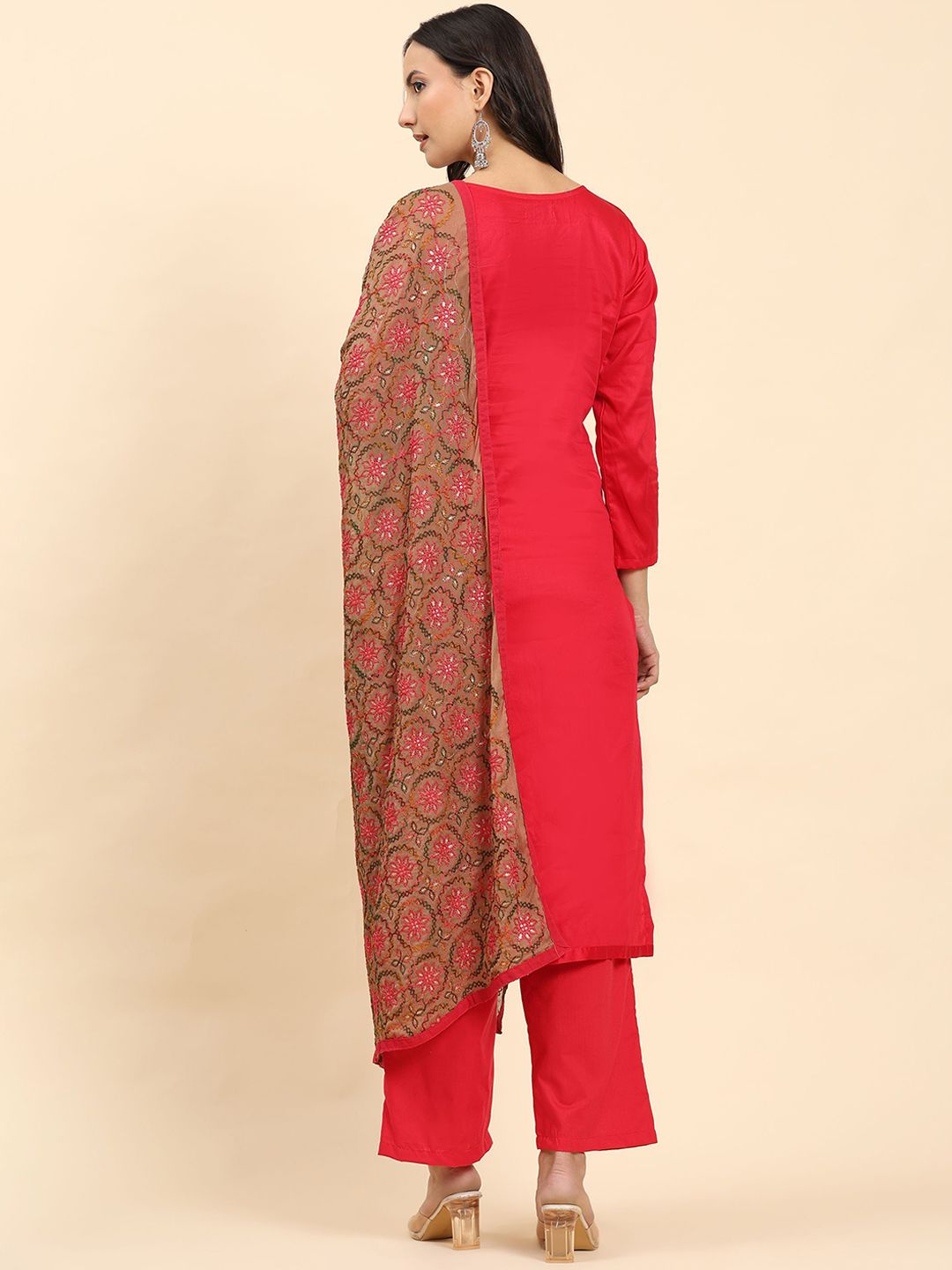 Mamicha Women Floral Embroidered Regular Pure Cotton Kurta with Palazzos & With Dupatta