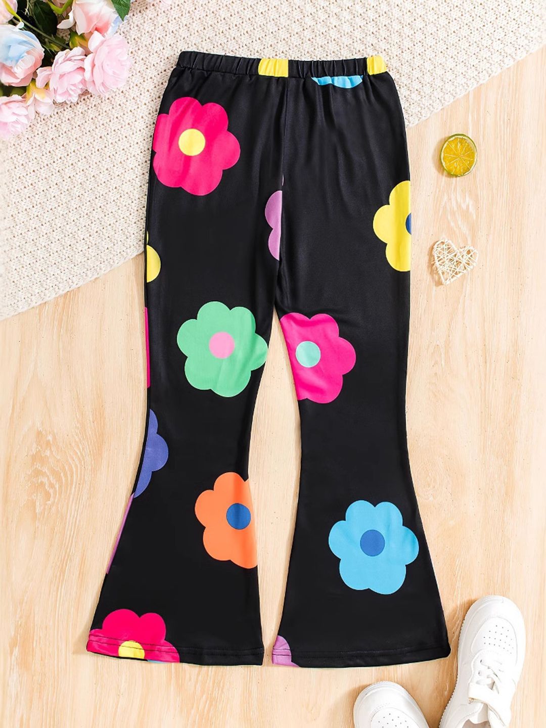 YK Girls Printed Smart Slim Fit Trousers