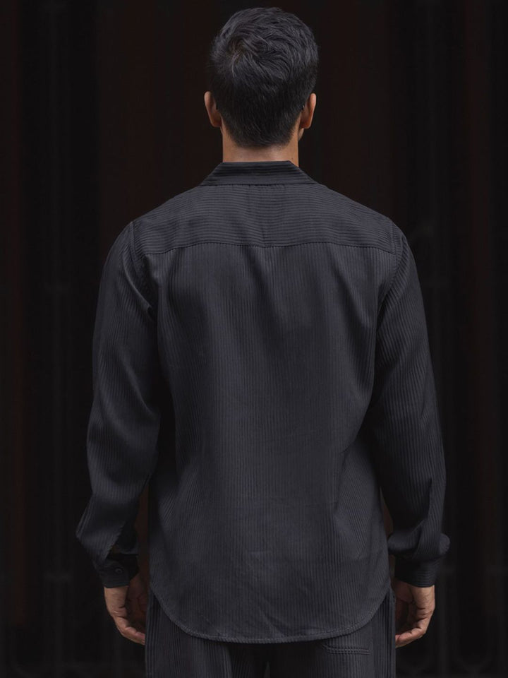 Powerlook Self Design Polo Collar Long Sleeves T-Shirt With Trouser