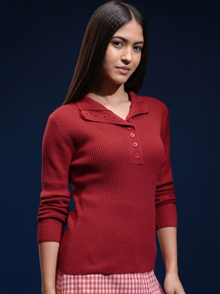 Basics By Tokyo Talkies Women Ribbed Pullover