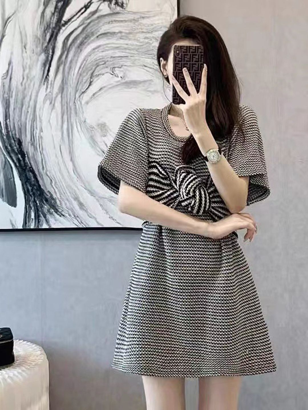 DressBerry Women Striped Flared Sleeves A-Line Dress