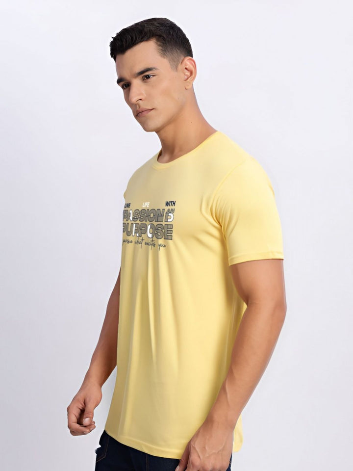 ADRO Men Typography Printed Round Neck Cotton T-shirt