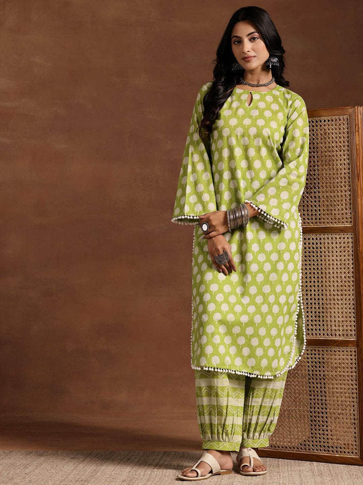 Libas Women Floral Printed Regular Pure Cotton Kurta with Salwar