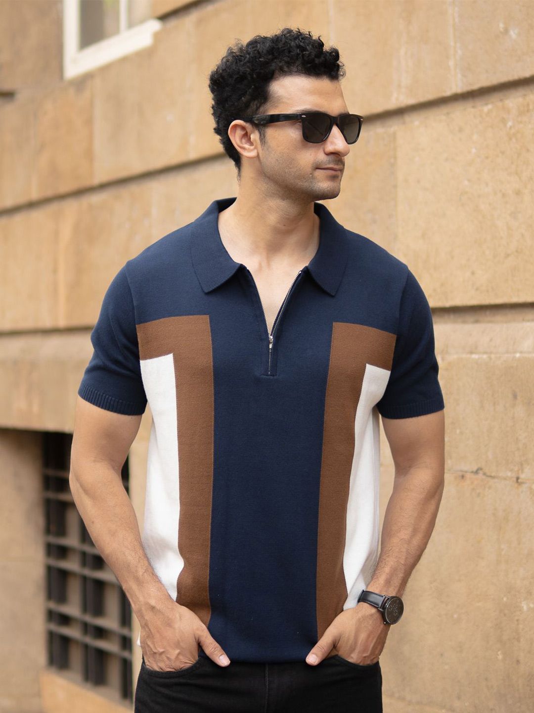 Powerlook Men Cotton Striped Polo T-Shirt