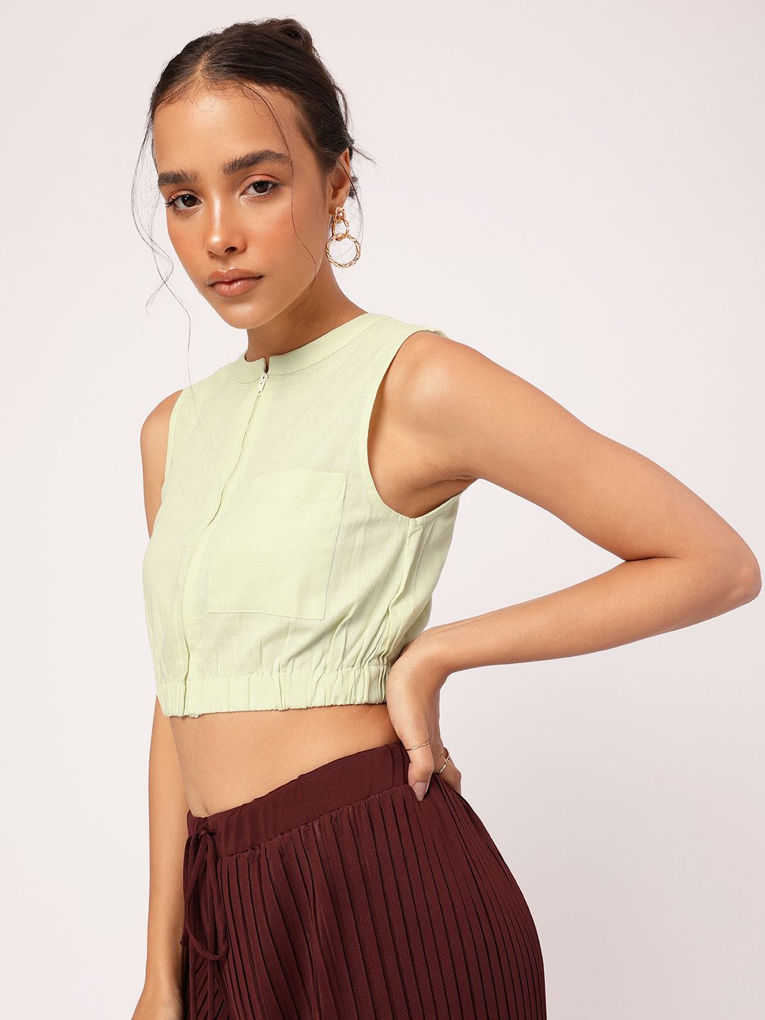 DressBerry Endless Summer Essential Cotton Linen Blouson Crop Top