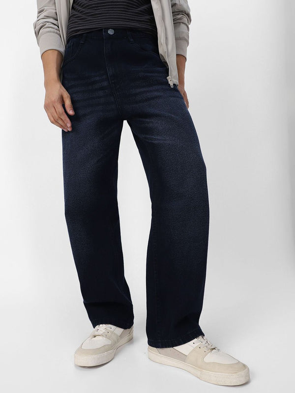 Lelaki fesyen urbano longgar seluar jeans pudar berat