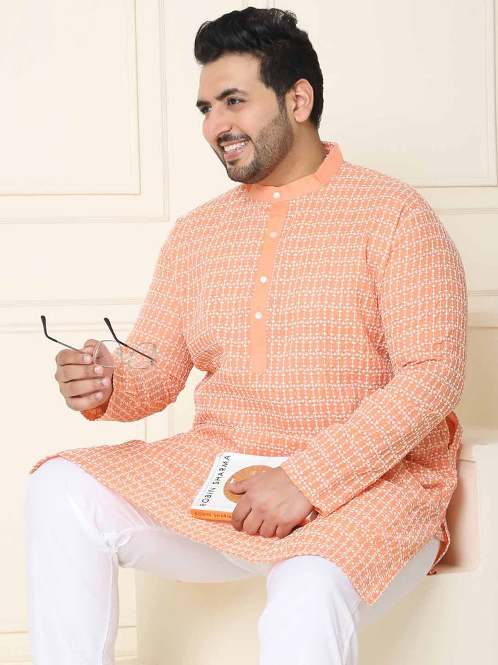 SOJANYA PLUS Geometric Embroidered Long Sleeves Pure Cotton Straight Kurta