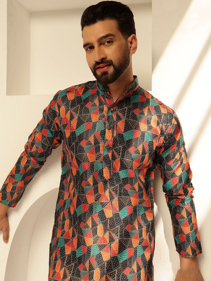 SOJANYA Kurta Lurus Kapas Bercetak Abstrak