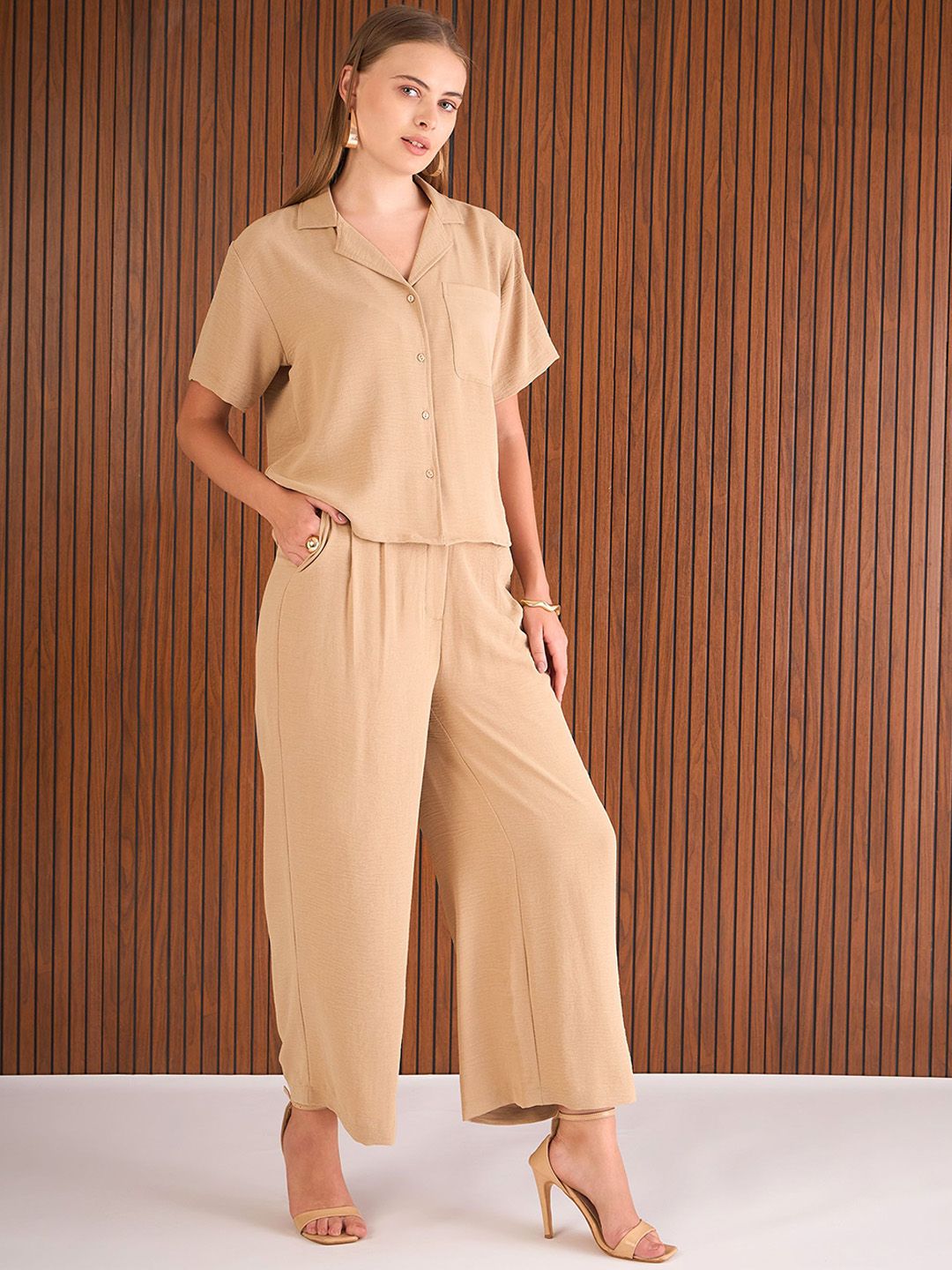 SASSAFRAS Notched Collar Shirt With Trousers Co-Ords