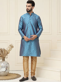 SOJANYA Geometric Woven Design Mandarin Collar Kurta With Churidar & Nehru jacket