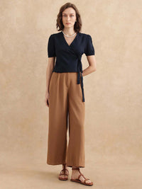 RAREISM Puff Sleeve Cotton Wrap Top