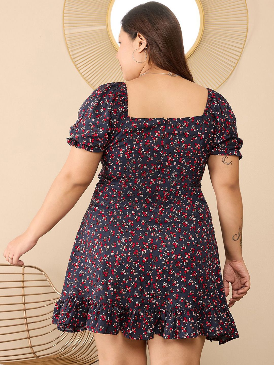 Berrylush Curve Plus Size Floral Printed A-Line Dress