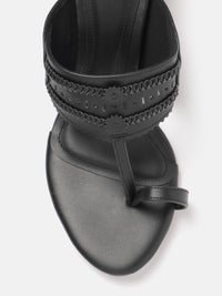 House of Pataudi Woven Design Block Heels