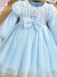 YK Girl Puff Sleeve Fit and Flare Dress