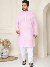 SOJANYA PLUS Floral Embroidered Thread Work Pure Cotton Straight Kurta with Pyjamas