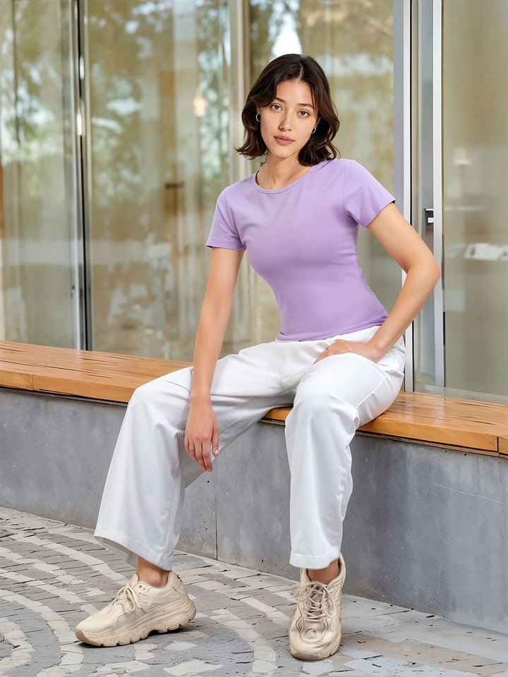 DressBerry Round-Neck Crop Fitted Top