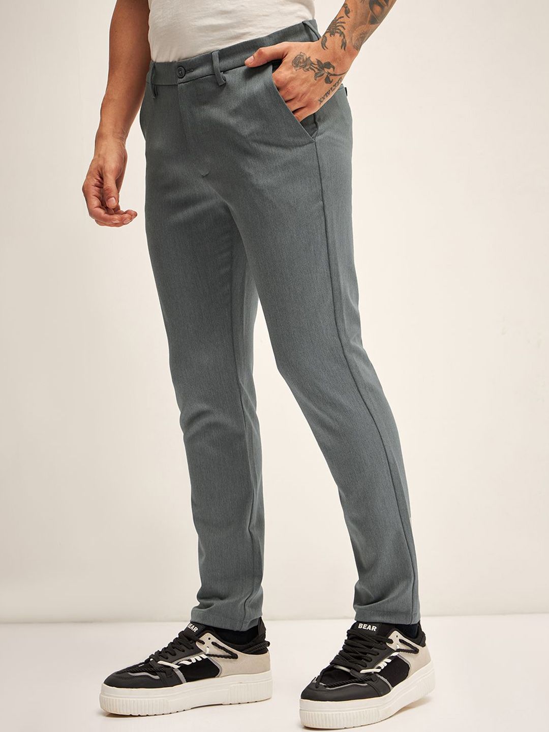 THE BEAR HOUSE Men Slim Fit Regular Trousers