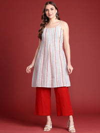 Anouk Women Striped Regular Pure Cotton Kurta with Palazzos