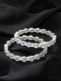 Anouk Set Of 2 Rhodium-Plated American Diamond Stone Studded Bangles