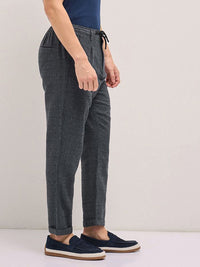THE BEAR HOUSE Men Textured Tapered Fit Pleated Chinos Trousers