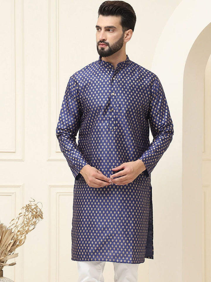 SOJANYA Kurta Lurus Motif Etnik Rekaan Tenunan Bercetak Kolar