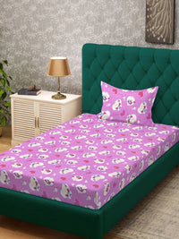 Myntra Elegant Homes Kids Purple Printed Pure Cotton 400TC Set Cadar Bujang 2.2 x 1.5m