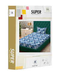 KLOTTHE Blue Geometric Cotton Single Bedsheets