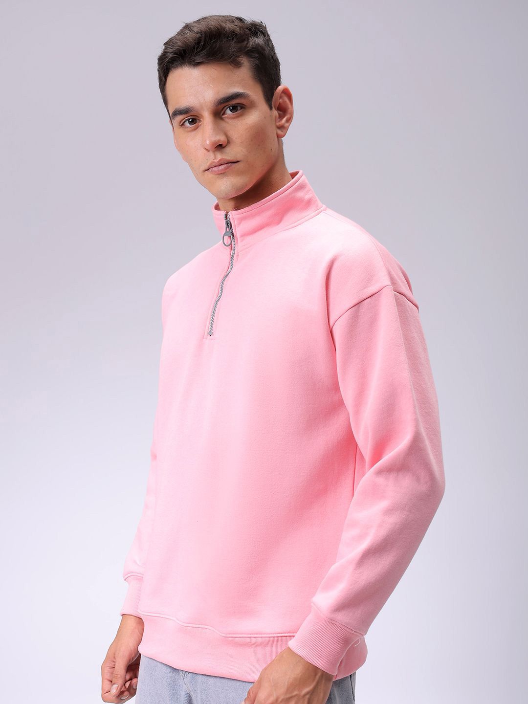 The Indian Garage Co Men High Neck Half Zipper Winter Sweatshirt