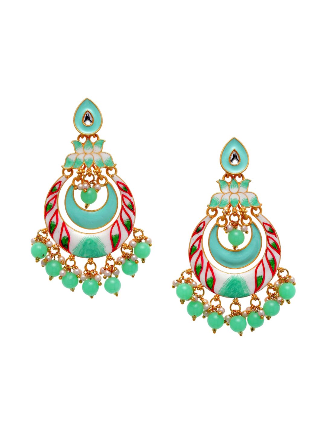 Anouk Gold-Plated Cubic Zirconia Studded Contemporary Drop Earrings