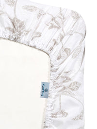 KLOTTHE White Floral Fitted 400 TC Pure Cotton Super King Bedsheet With 2 Pillow Cover