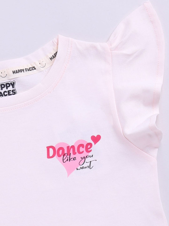 Happy Faces Kids Girls Dora Printed Flutter Sleeve Pure Cotton Top