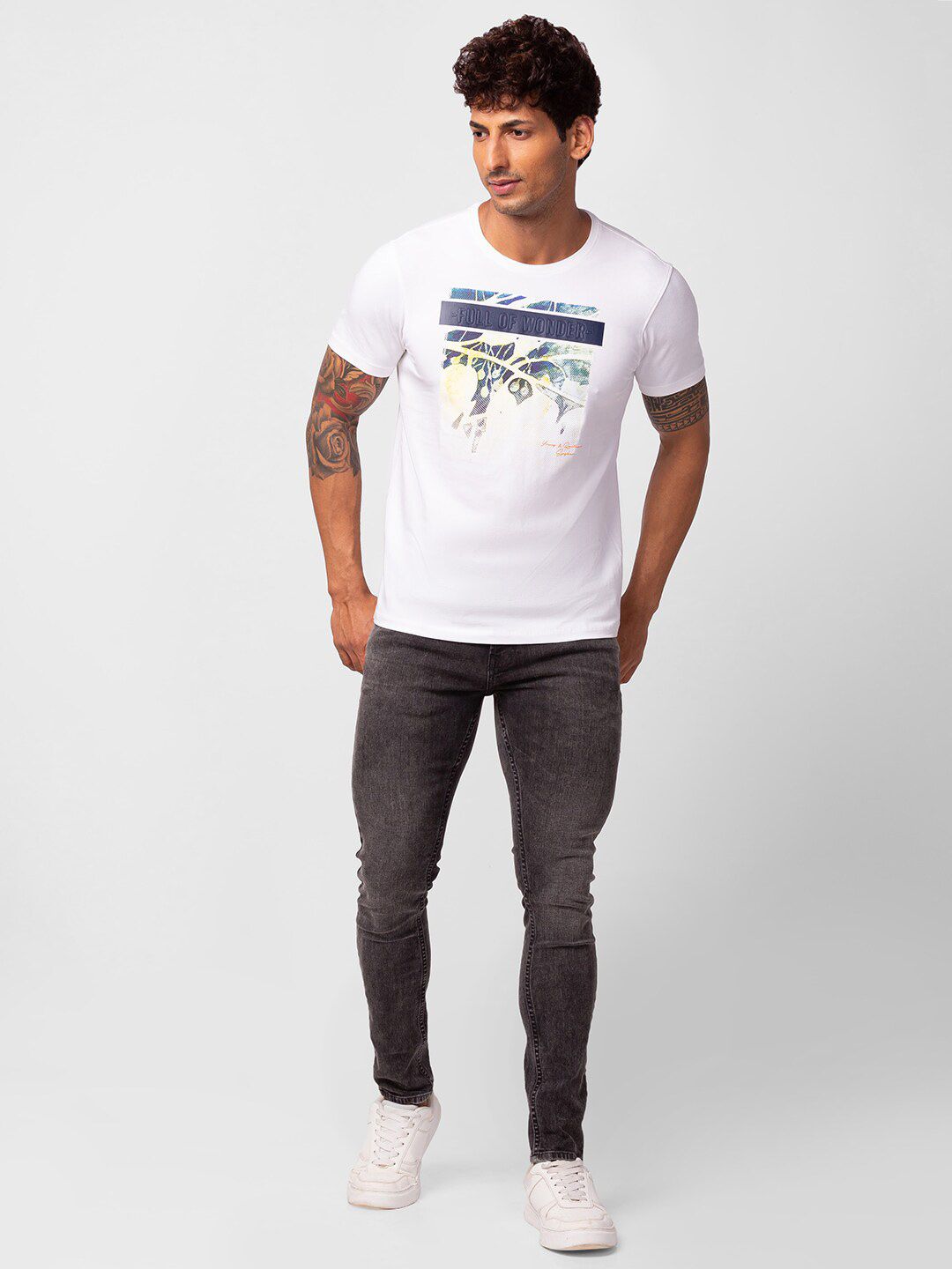 SPYKAR Men Typography Printed Slim Fit Cotton T-shirt