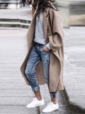 Semua Mengenai Anda Lapel Collar Lengan Panjang Longline Buka Jaket Depan