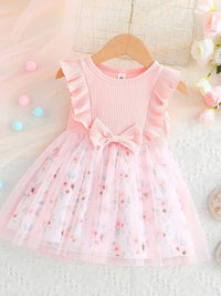YK Girls Flutter Lengan Fit & Flare Dress