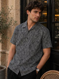 Eszett Abstract Printed Spread Collar Short Sleeves Casual Cotton Shirt