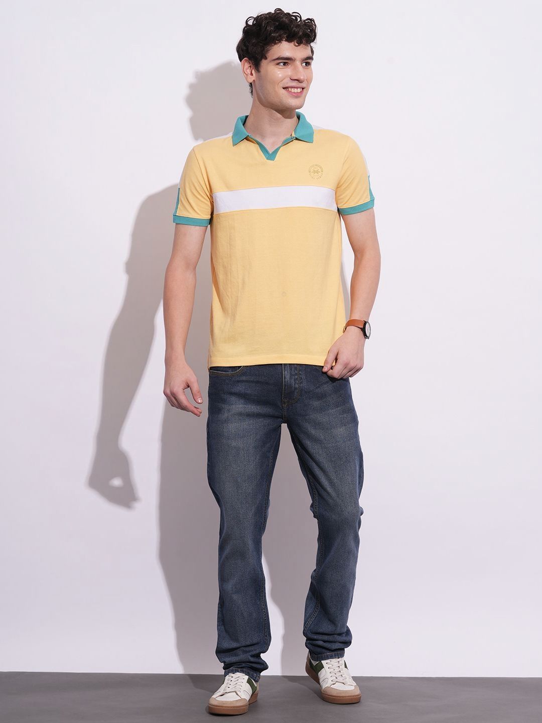 Being Human Men Colourblocked Polo Collar Cotton T-shirt