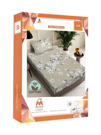 Myntra Elegant Homes Beige & White Floral 400 TC Single Bedsheet with 1 Pillow Covers
