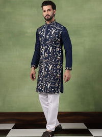 Anouk Men Animal Embroidered Regular Thread Work Pure Cotton Kurta with Pyjamas