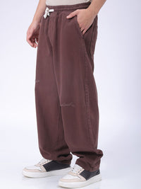 The Indian Garage Co Men Baggy Fit Cotton Elasticated Waist Jeans