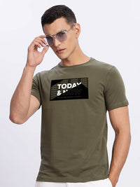 ADRO Typography Printed Round Neck Cotton T-shirt