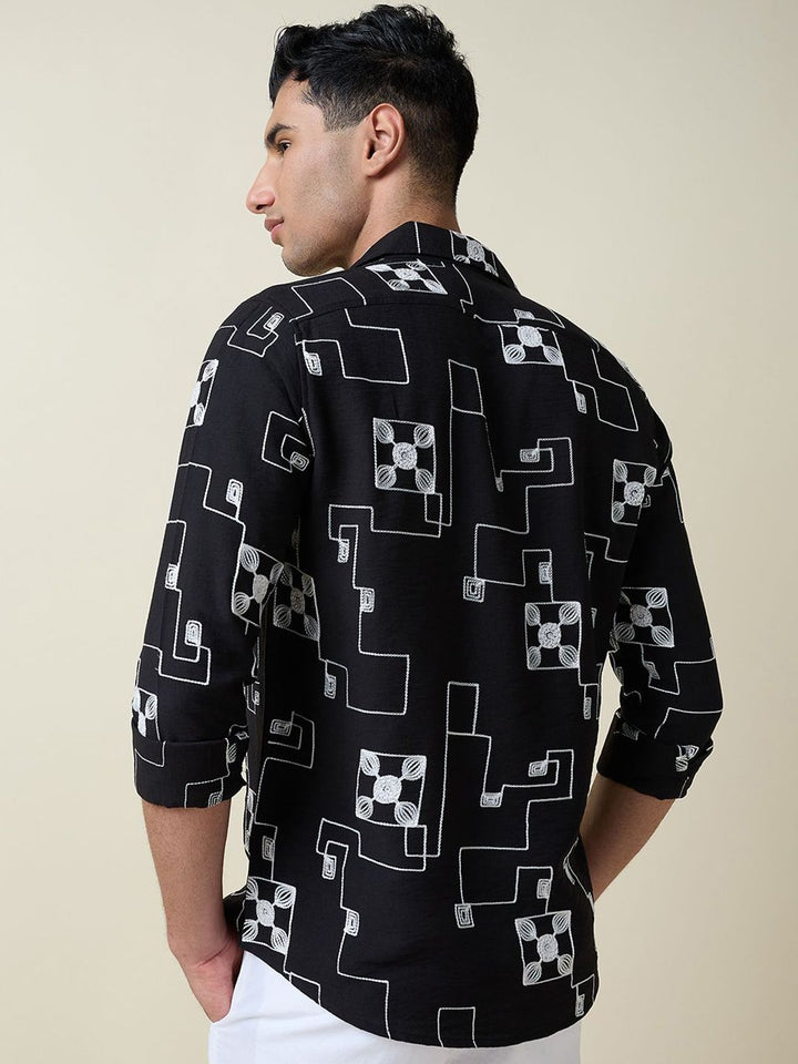 Thomas Scott Men Embroidered Regular Fit Casual Shirt