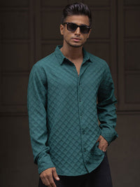 Powerlook Men Spread Collar Textured Casual Shirt
