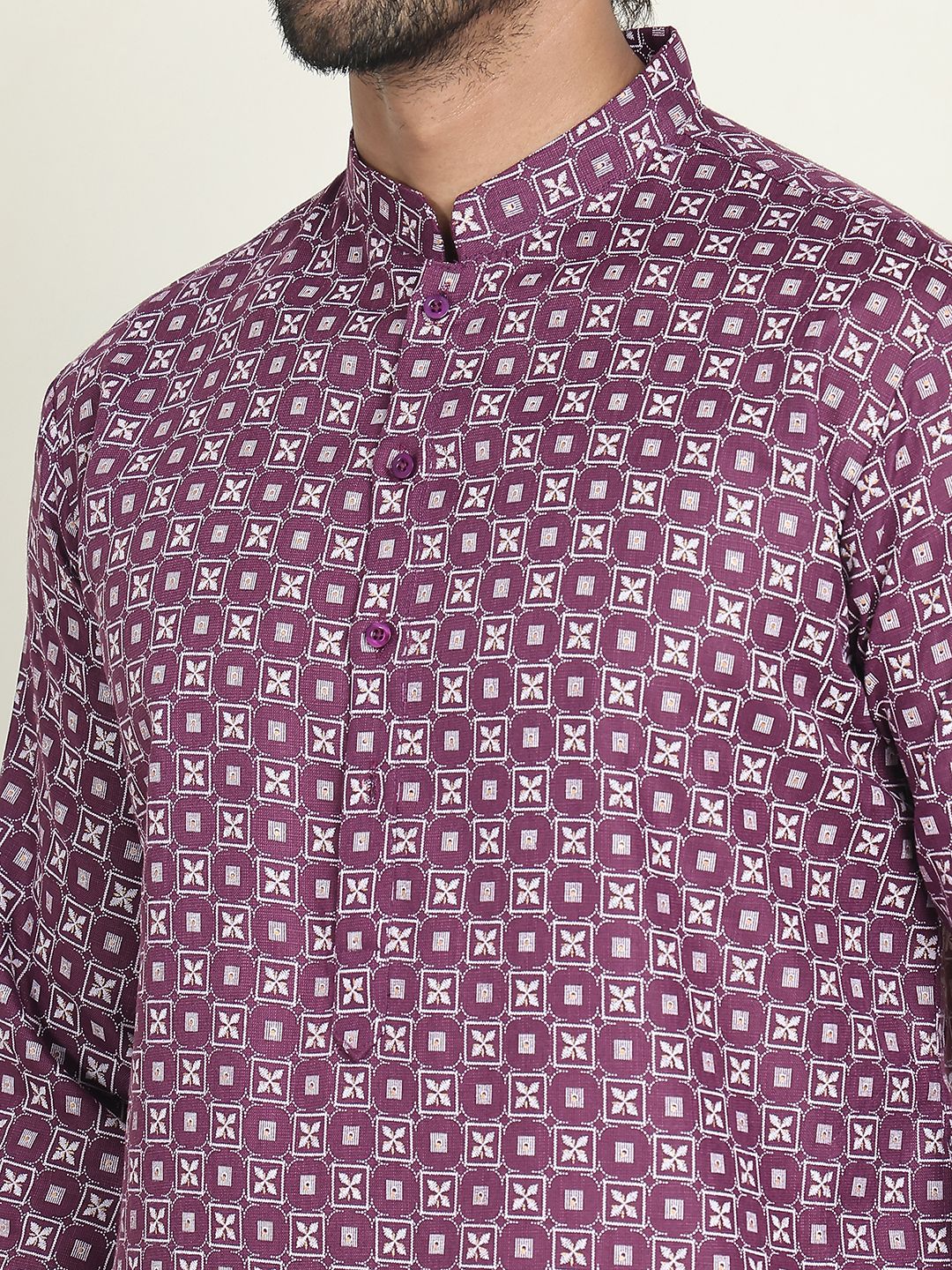 Jompers Floral Embroidered Mandarin Collar Silk Straight Kurta